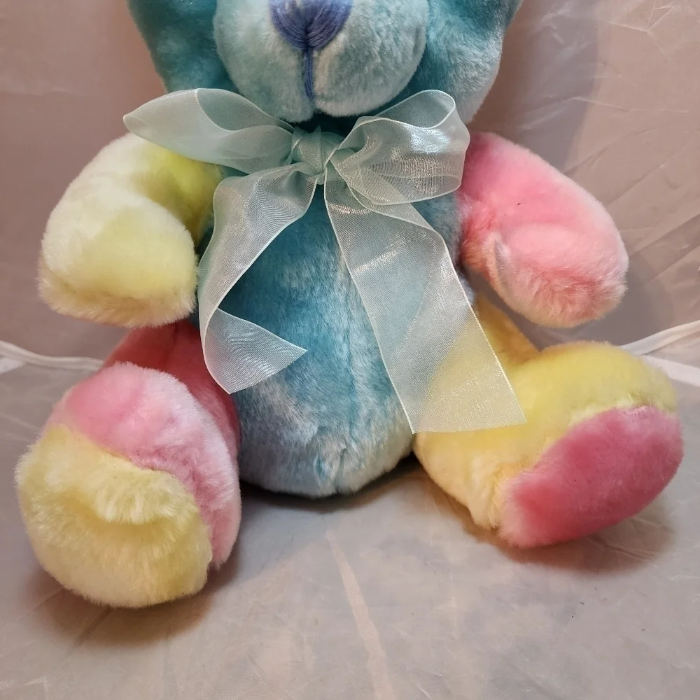 Unlimited Trading Group Multicolored Pastel Colorblock Teddy Bear Stuffed Plush